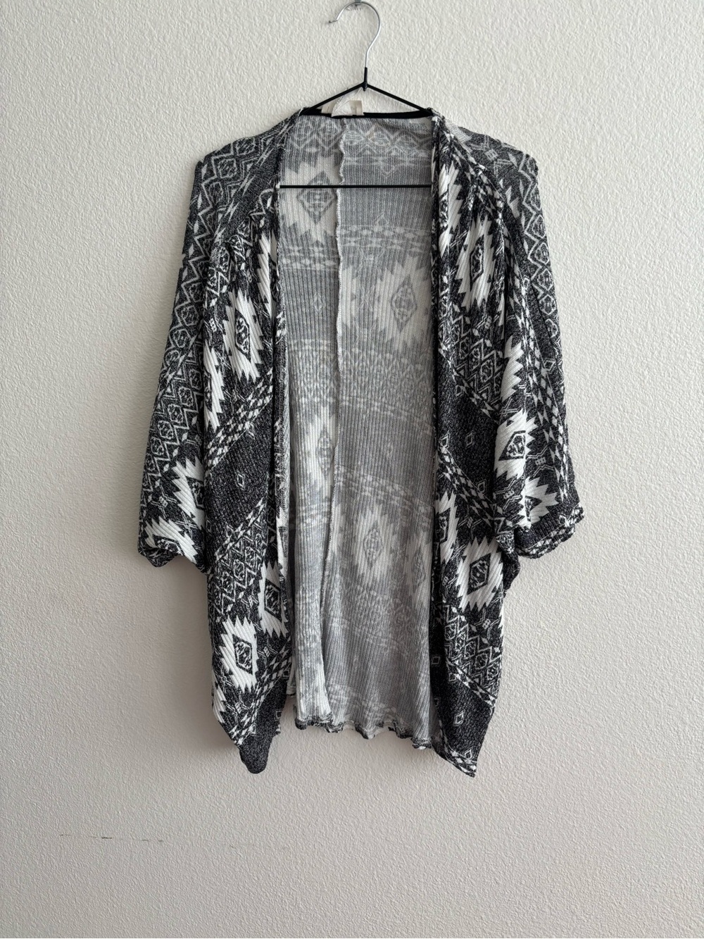 Black & White Aztec Open-Front Tunic Cardigan